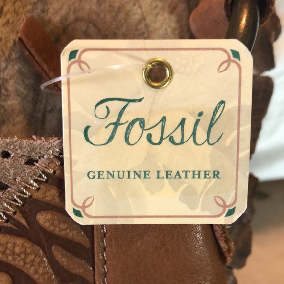 FOSSIL Journey patchwork Crossbody LEATHER Multi-Brown & Hardware Finishes NEW - Picture 6 of 16